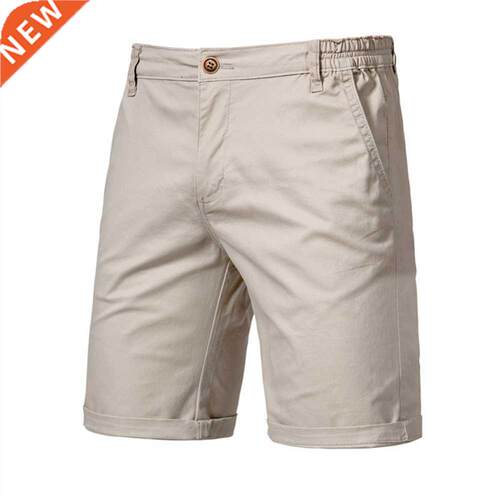 2022 New Summer Shorts Men Cotton Knee Length Solid Beach Sh