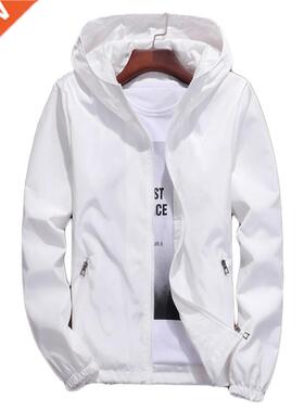 Jacket women white S-7XL plus size loose thin couple hooded