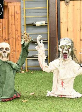 Voice-activated swing bald-headed ghost Halloween decoration