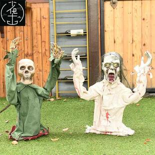 Voice-activated swing bald-headed ghost Halloween decoration