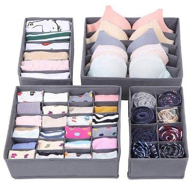 4PCS Storage Boxes Underwear Divider Drawer Lidded Closet