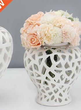 Ceric Pierced Ginger Jar with Lid Handmade 24x37cm Home De