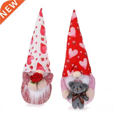 Valentines Day Gnome Plush Rose Flower Scandinavian Tomte El