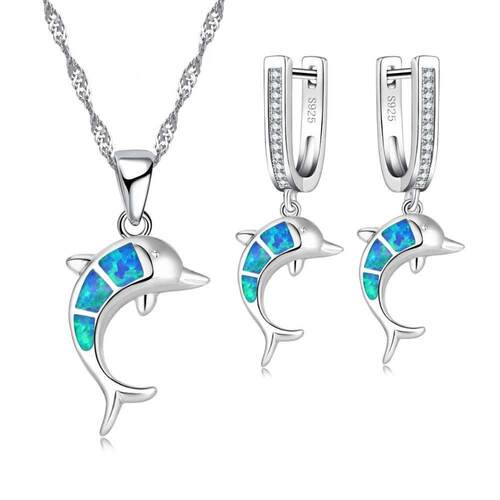 FDLK Beautiful Cute Blue imitation Opal Dolphin Jewelry