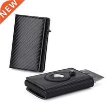 Top Carbon Fiber For Apple Airtag Wallet Men Business ID Cre