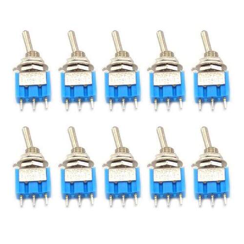 10PCS MTS-102 6A 125VAC 3-Pin ON-ON SPDT Toggle Switch