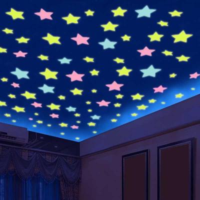 50pcs 3D Stars Glow In Dark Luminous Fluorescent Plastic Wal