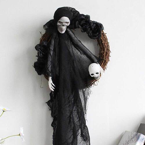 Halloween Decorations White Witch And Black Skull Ghost