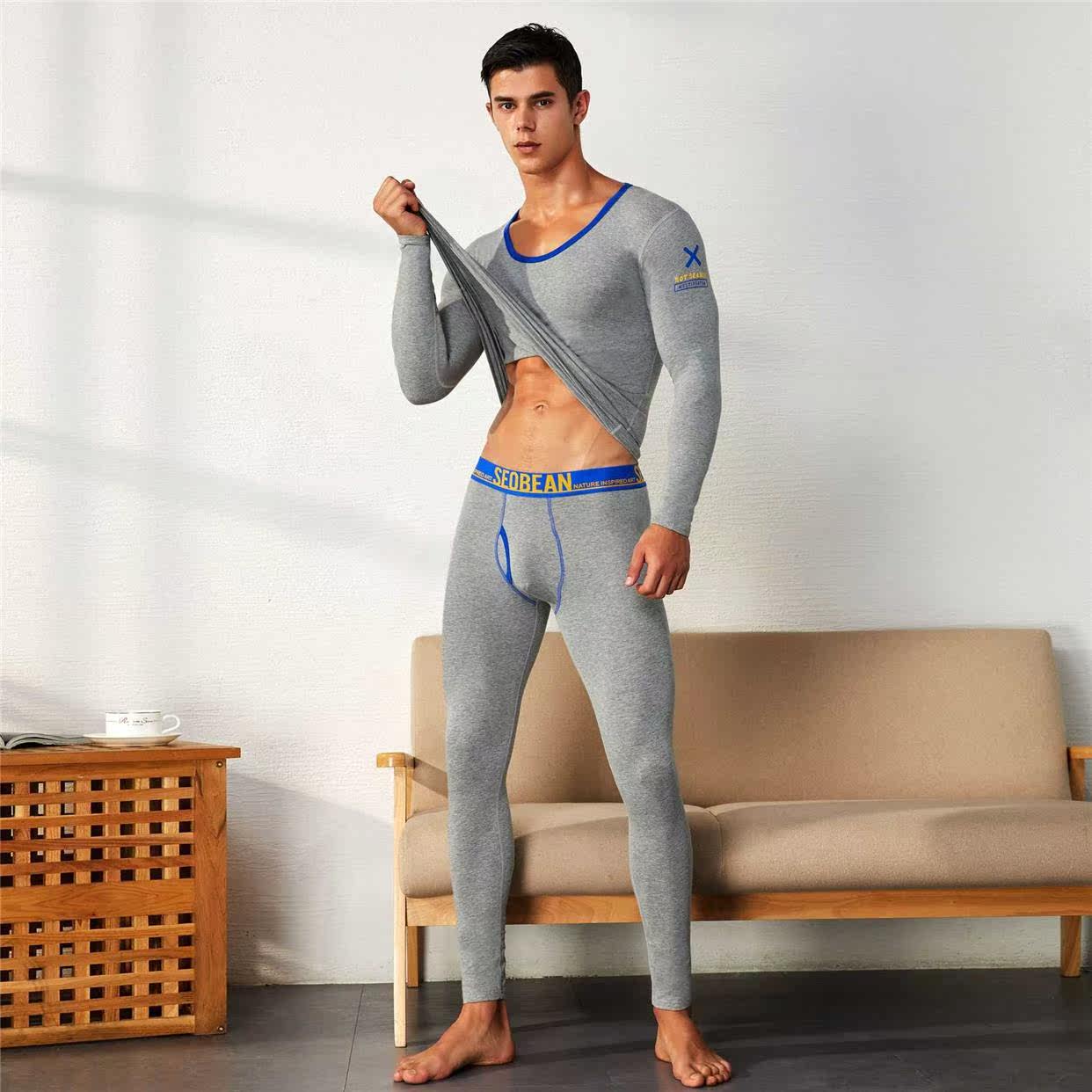 Sexy Thermal Underwear Men Long Johns Set Comfy Cotton Therm图片