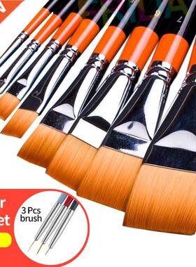 4/8 Pcs Nylon Hair Flat Peak Oil Painting Brushes Acrylic DI