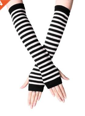 New Fashon Long Glove Arm Cover Classc Black and Whte Str
