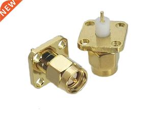 10Pcs Connector SMA Male Plug 4-Holes Flange Solder PTFE Pan