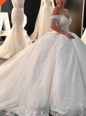 Luxury Beaded Lace Wedding Dresses 2021New Elegant Off Shoul