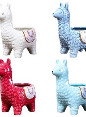 Modern Alpaca Flower Pots Whimsical Resin Plant Pots Living