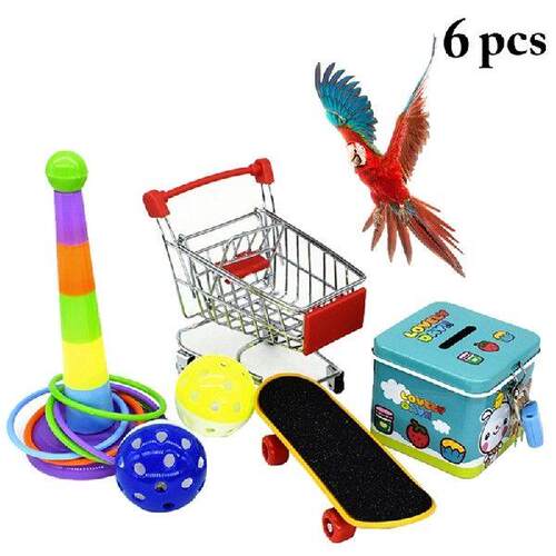 6pcs Parrot Toy Set Bite Resistant Funny Parrot Ring Toy