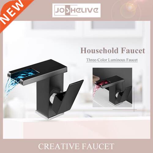 Modern LED Waterfall Home Bathroom Basin Faucet Cold Hot