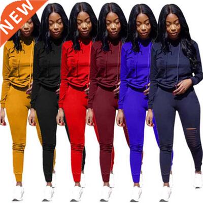The new 2021 solid-color sports burning hooded women's suit