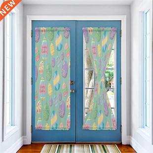 Easter Egg Green Background Window Curtain Living Room Door