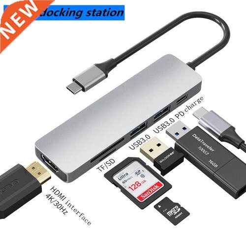USB C HUB 6 in 1 Docking Station Thunderbolt 3 Adapter USB T