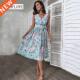Flower Print Beach WOFLO Party Woman Dress Elegan Summer
