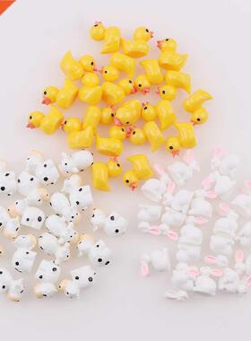 Mini 50pc AnimalResin Duck Rabbit Cows Flat Back DIY Miniat