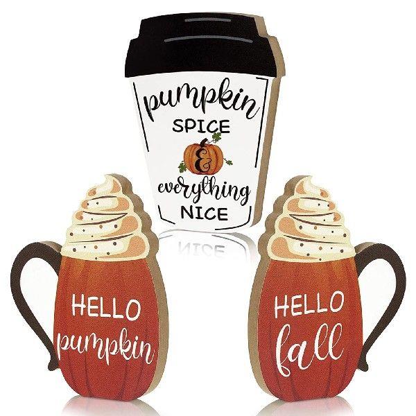 Autumn Wooden Ornaments Pumpkin Letters Tabletop Welcome