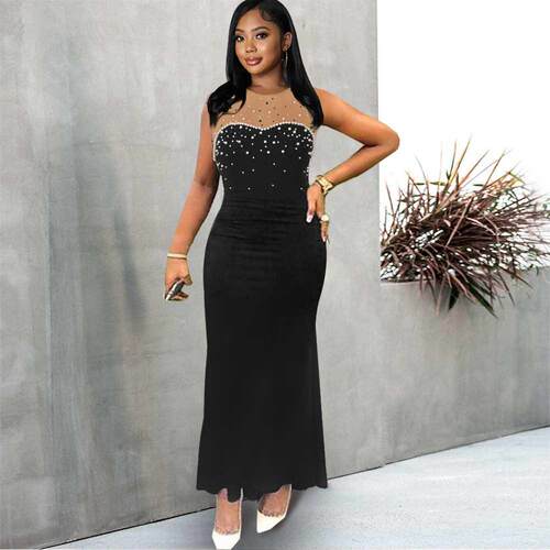 S-4xl Large black Strapless Fishtail Dress for ladies