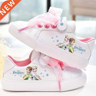 girls frozen princess white Bow canvas shoes non-slip soft b