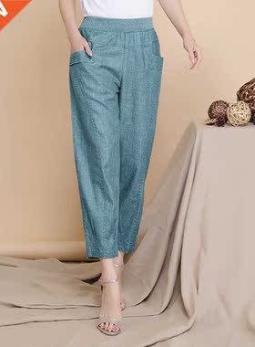 Middle-aged Lady Elastic Waist Loose Casual Pants 2022 Summe
