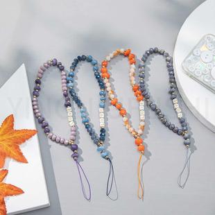 Fashion Trendy Crystal Stone Beads Mobile Phone Chain For Wo