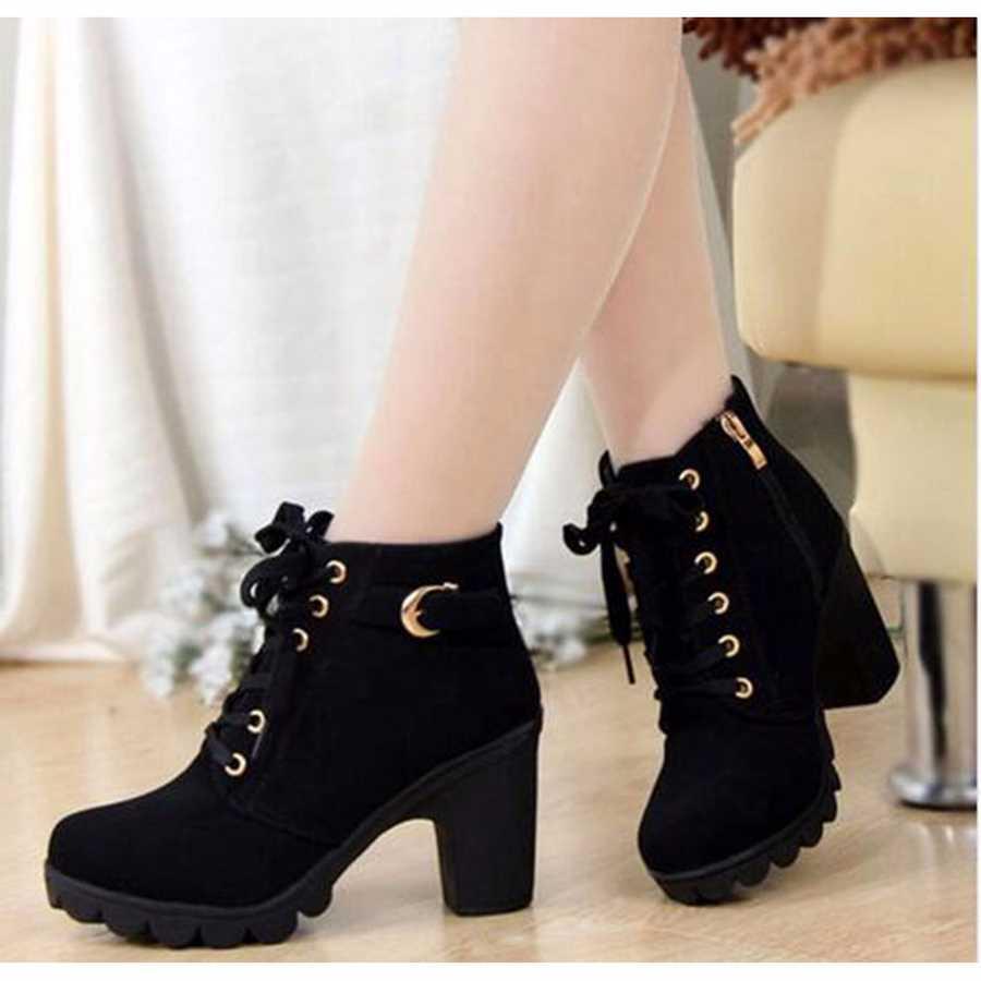 New spring Winter Women Pumps Boots High Quality Lace-up Eur