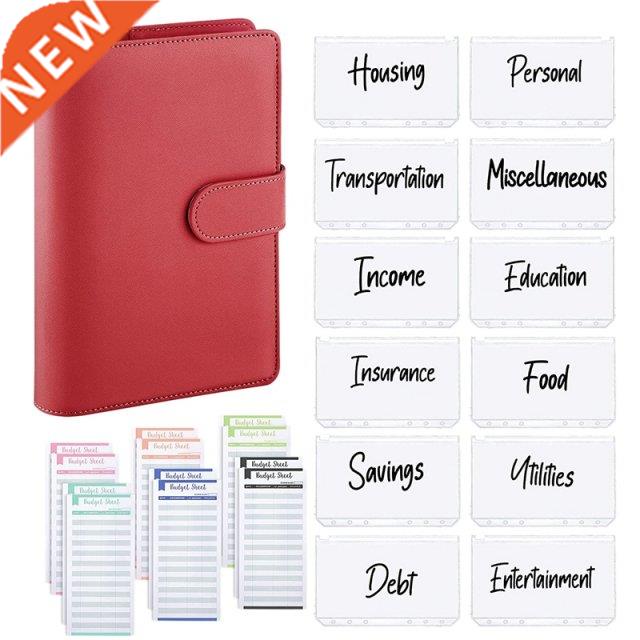 25Pcs A6 PU Leather Budget Binder Set, Binder Cover Personal