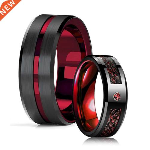 Fashon 8mm Men Red Groove Beveled Edge Stanless Steel Celt