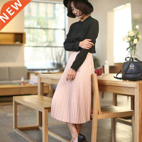 Spring and Autumn New Fashion Women's High Waist Pleated