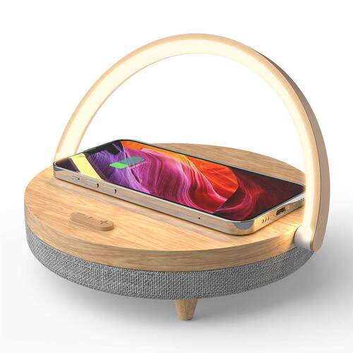 Wireless Charger Bluetooth Speaker for IPhone 13 Wooden Tabl
