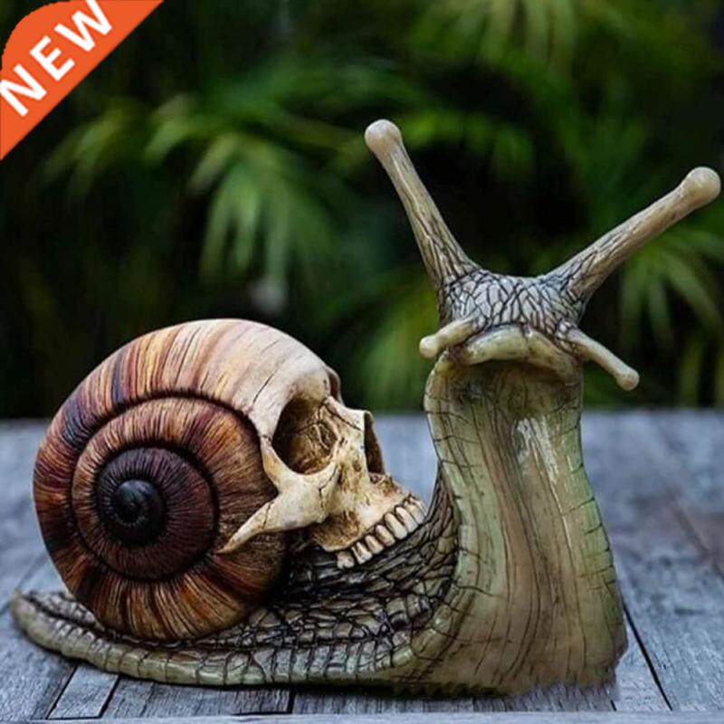 Halloween Skull Snail Statue Garden Decooration Resin图片