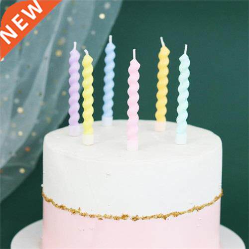 6pcs/set Thread Color Birthday Candles With Stand Cake