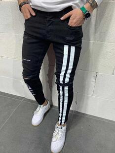 2020 Fashion Streetwear Men Jeans Vintage Blue Color Thin De