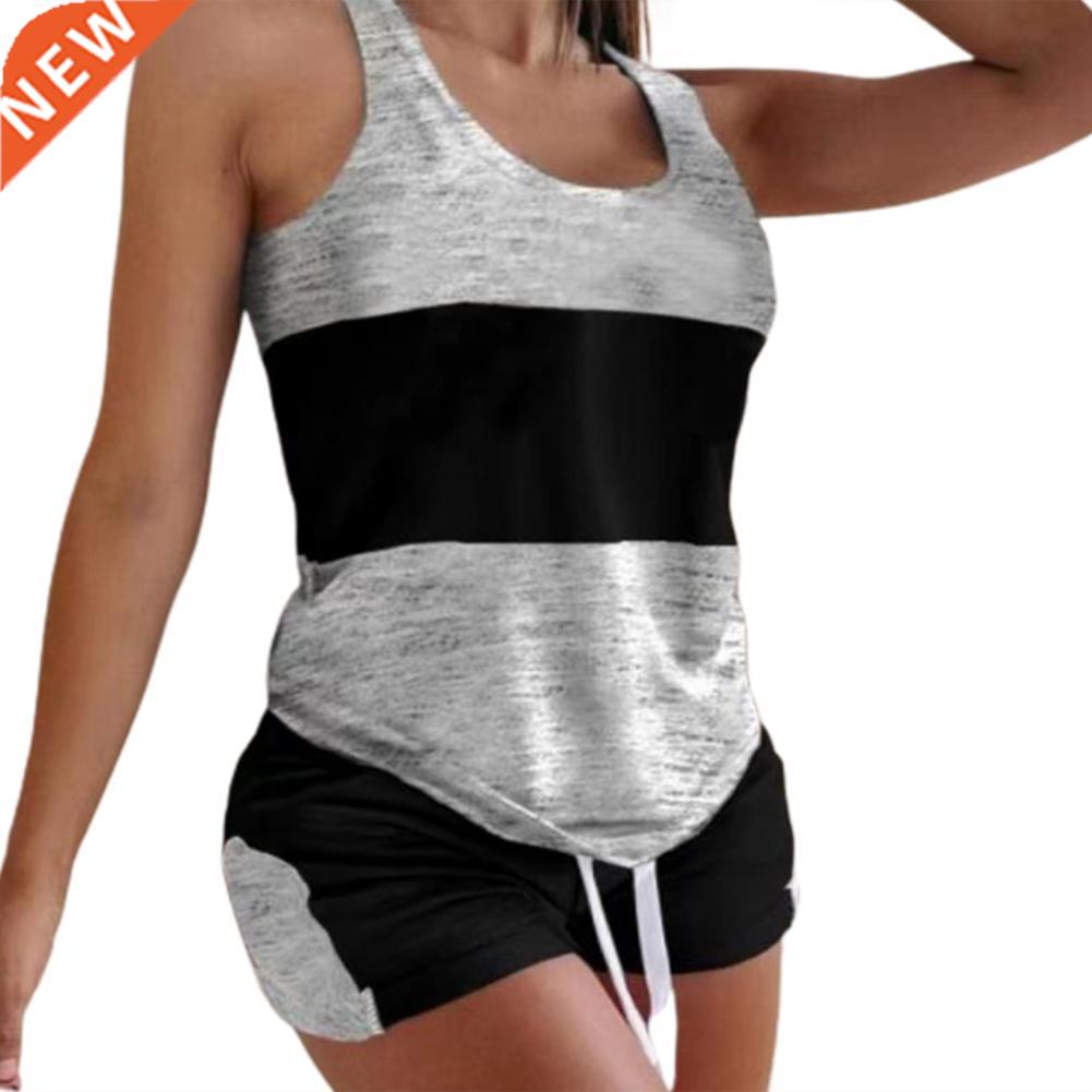 2Pcs/Set Casual Outfit Sleeveless Top Set Round Neck Comfort