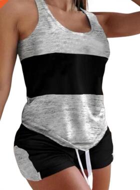 2Pcs/Set Casual Outfit Sleeveless Top Set Round Neck Comfort