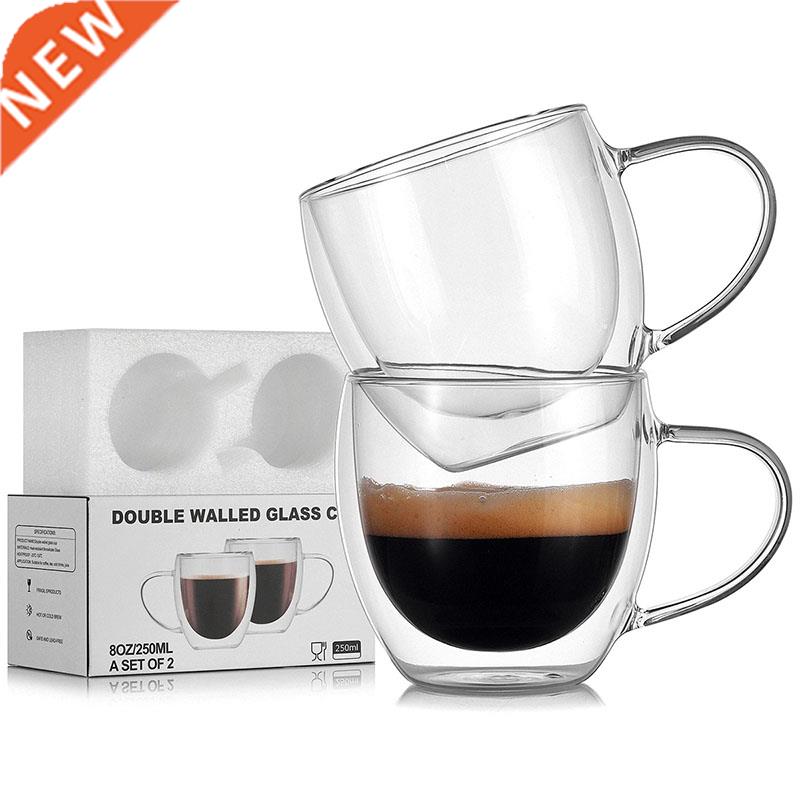 JANKNG Heat-Resistant Double Wall Glass Cup Beer Coffee Cup