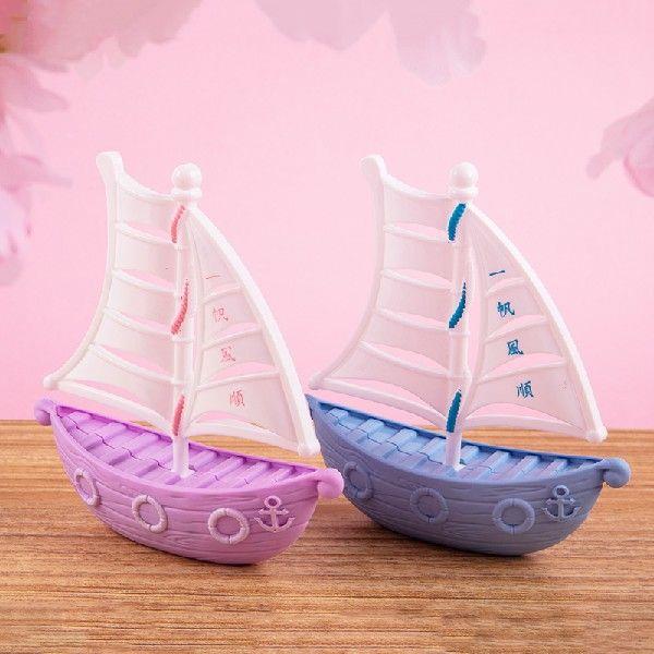 12.5CM Sailing Crafts Ornaments Mediterranean Style Wooden