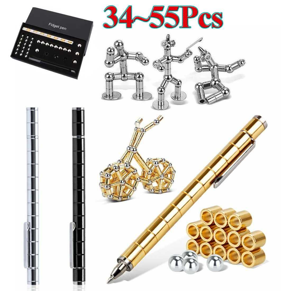 34/55Pcs/Set Magnetic Polar Pen Metal Magnet Modular Think I