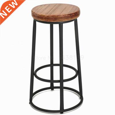 Iron solid wood bar chair home simple bar stool high stool