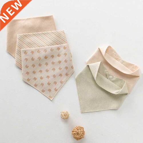 Newborn 100% Organic Cotton Bib Light Brown Triangle Scarf F