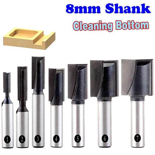 7pcs/set 8mm Shank Straight Router Bit Set Top Quality Plane