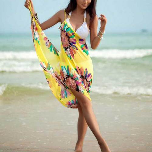 2022 Bohemian Mesh ver-Ups Women Bathing Suit Floral Strap S