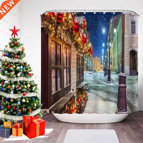 Christmas Printed Shower Curtain Waterproof Mildew-proof