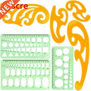 Geometry Drawing Template Ruler Set Green Plastic Student L