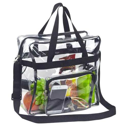 Clear Tote Bag, Adjustable Shoulder Strap And Zippered Top,